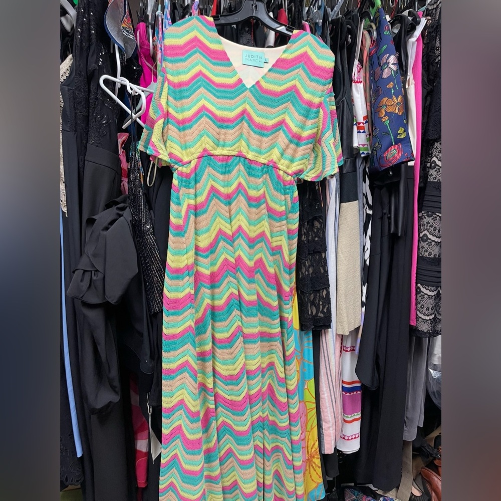 Judith March Colorful Chevron Maxi Dress